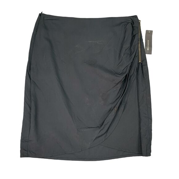I Heart Ronson Skirt Womens S Small Black Side Zip Asymmetrical Tulip Hem Rayon - Picture 1 of 15